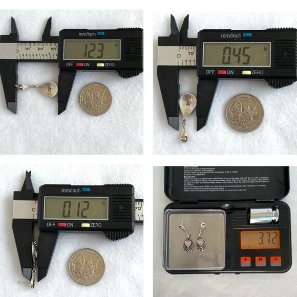 Sterling Silver 925 BOMA MOP Mother Of Pearl Oxidized Scrollwork Dangle Earrings - Picture 10 of 16